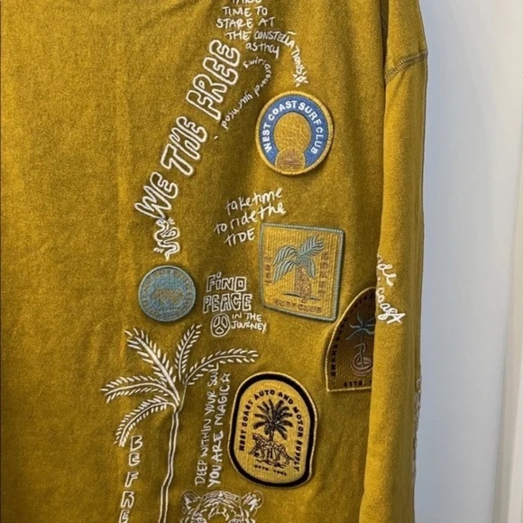 We The Free Ivy Long Sleeve Mustard Knit Pullover with Patches and Embroidery - Picture 5 of 9